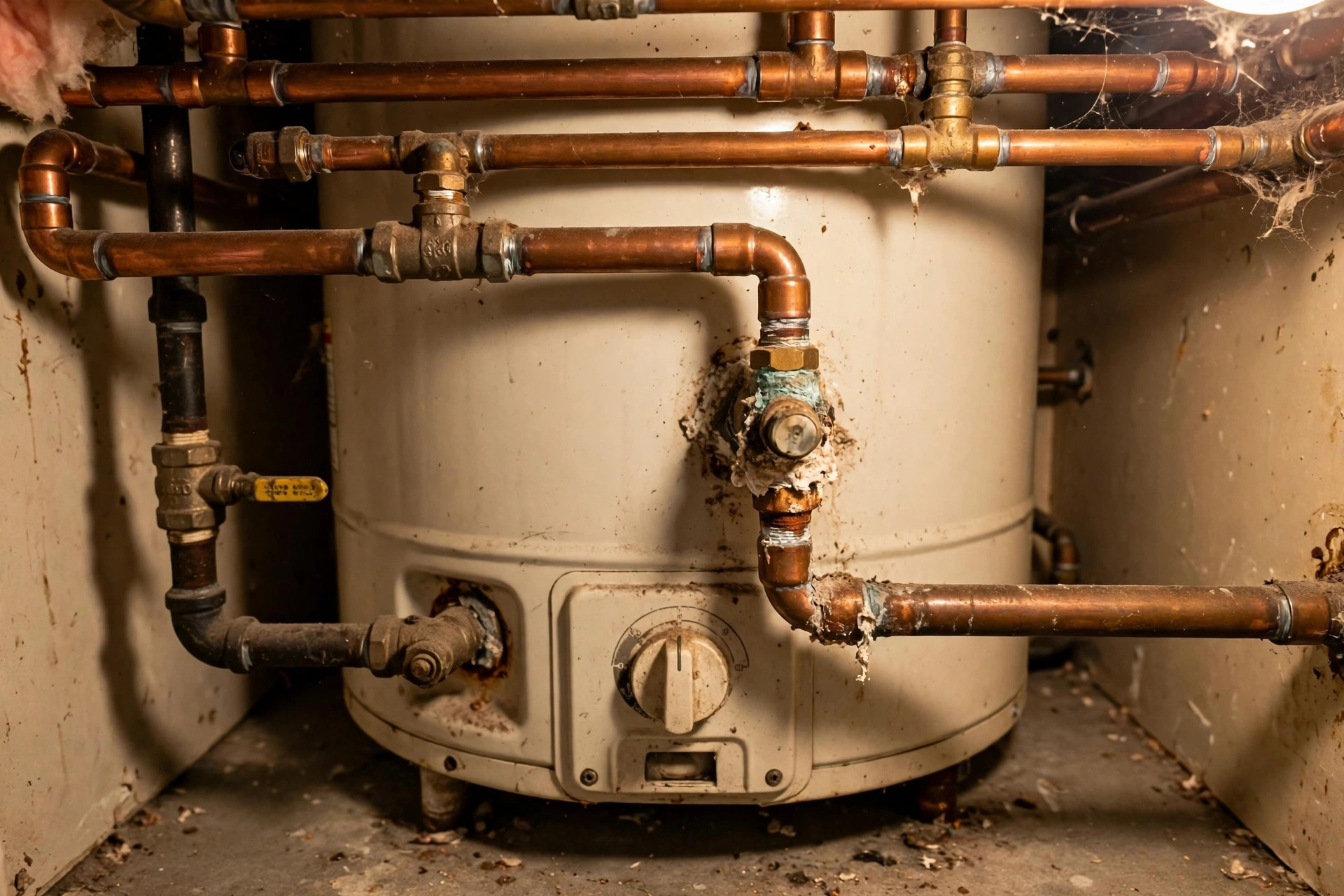 Optional water-heater photo with visible corrosion near a lower fitting